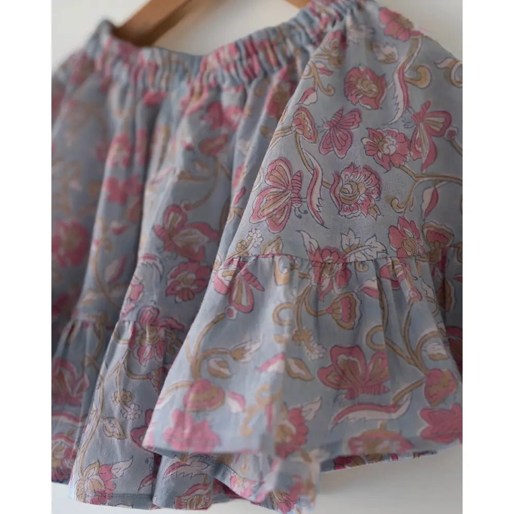 Love The World Today Flutter Sky Blue Butterfly Halter Top Skirt Co-Ord For Girls