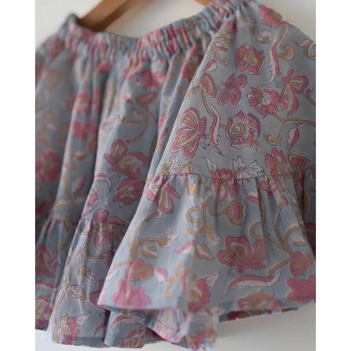 Love The World Today Flutter Sky Blue Butterfly Halter Top Skirt Co-Ord For Girls