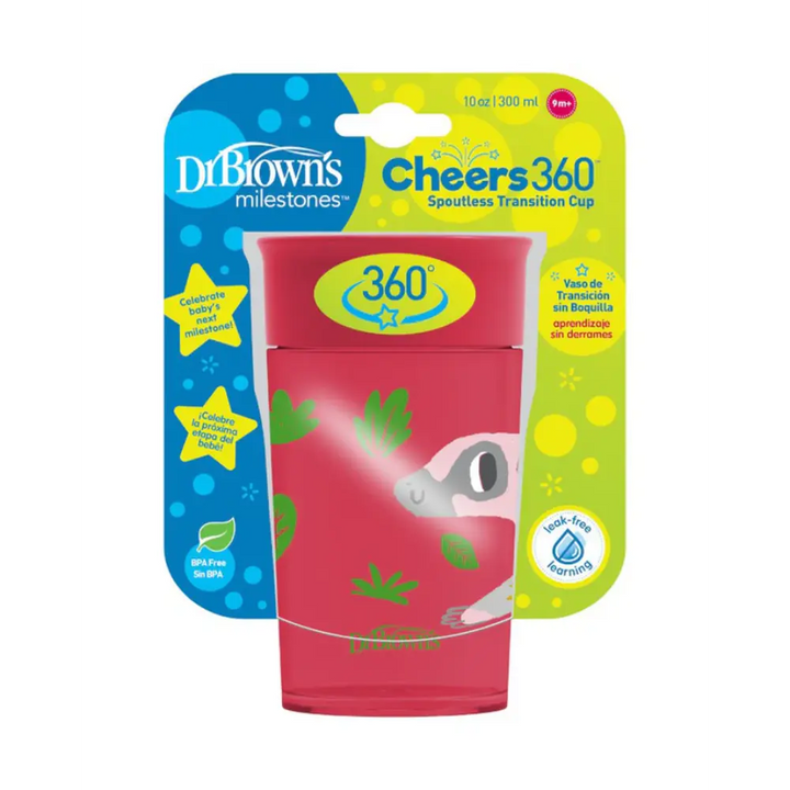 Dr. Brown’s Smooth Wall Cheers 360 Cup, 10 oz/300 mL - Red Deco