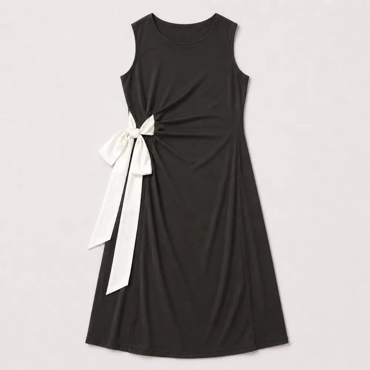 SOL MAMA Side Bow Tie Dress - Dark Grey