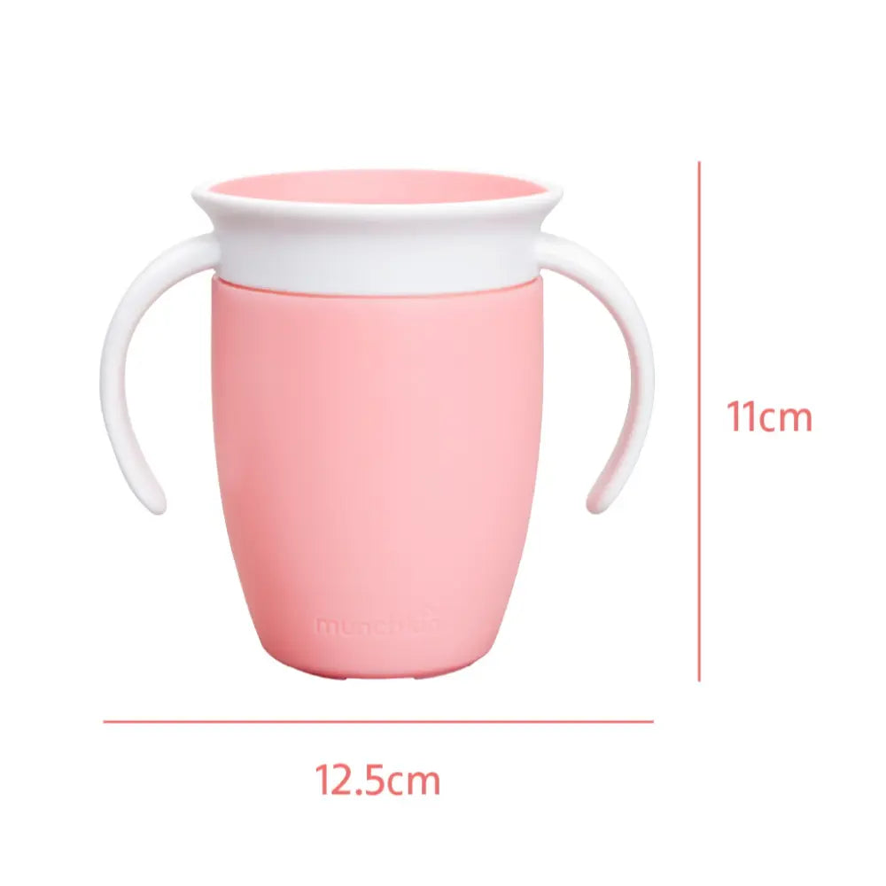 Munchkin 360° Spill-Proof Trainer Cup with Handles, Spoutless Sippy Cup for Babies, Easy Transition to Open Cup, BPA-Free, 7oz, 6+ Months - Pink