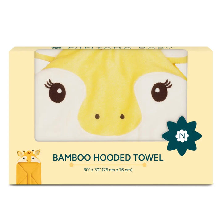Nintara Baby Hooded Towel  -  Bamboo Cotton Bath Wrap, 30" x 30" (76 cm x 76 cm), Ultra - Absorbent - Giraffe