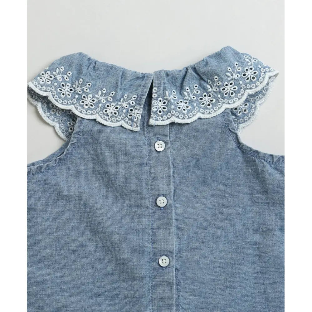 Sweetlime By AS Cotton Denim Ruffle Dress &amp; Bloomer Set - Blue