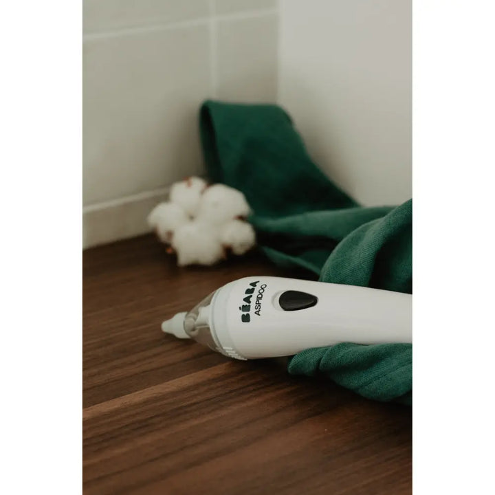 Beaba Aspidoo Electric Baby Nasal Aspirator - 70 KPa Suction, Low-Noise 50 dB, Soft Silicone Tips, Portable Nose Cleaner with Storage Pouch, 0m+