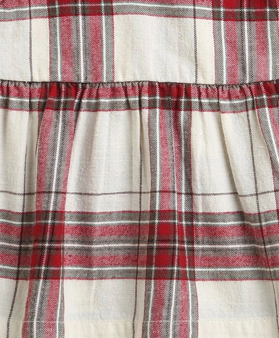 Sweetlime By AS Classic Plaid Ruffle Sleeve Top and Shorts Co-ord Set - White &amp; Red