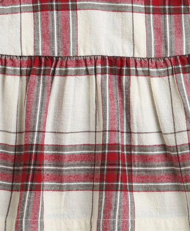 Sweetlime By AS Classic Plaid Ruffle Sleeve Top and Shorts Co-ord Set - White &amp; Red