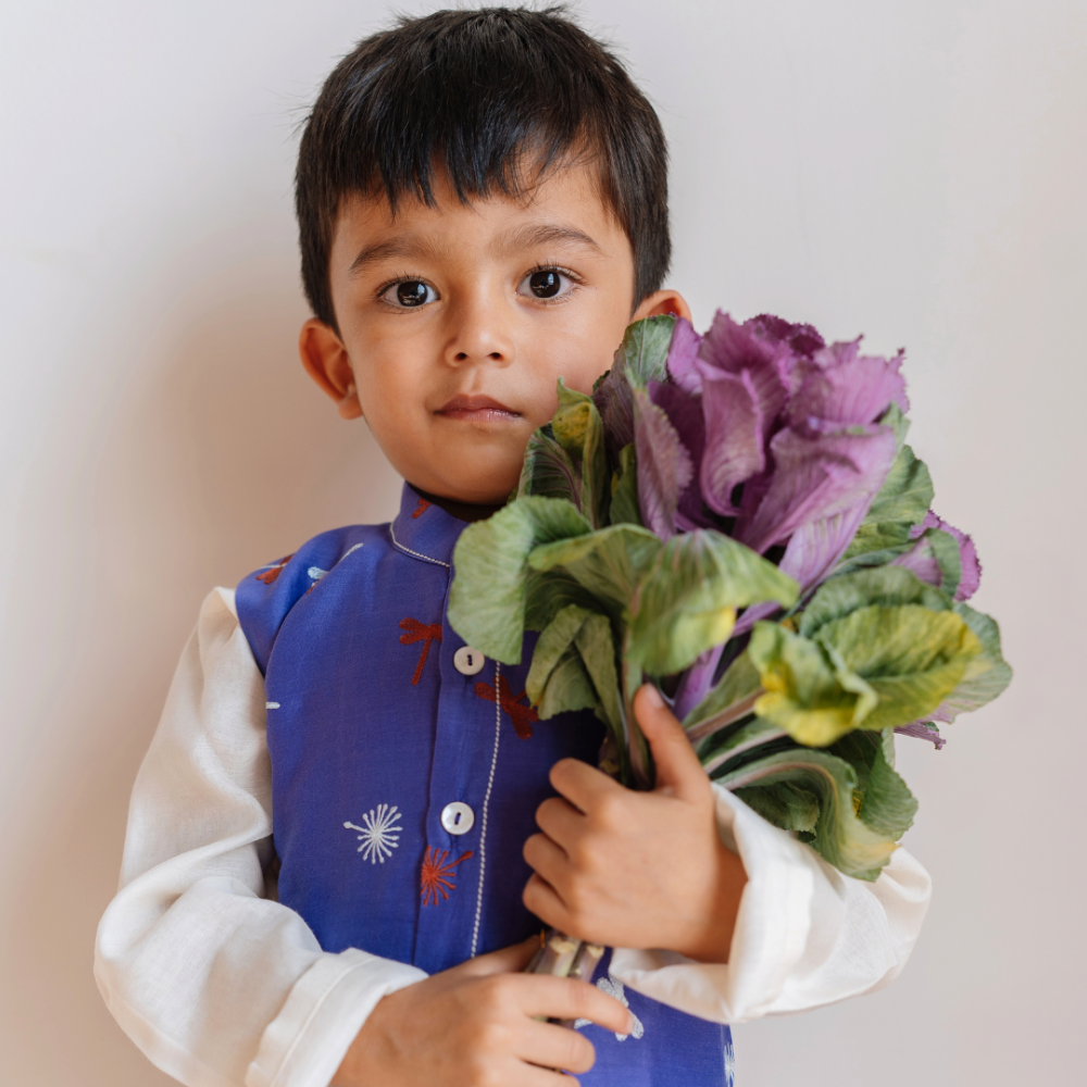 Dulaar Chanderi Kurta Pyjama &amp; Bandi Set - Dancing with Dragonflies