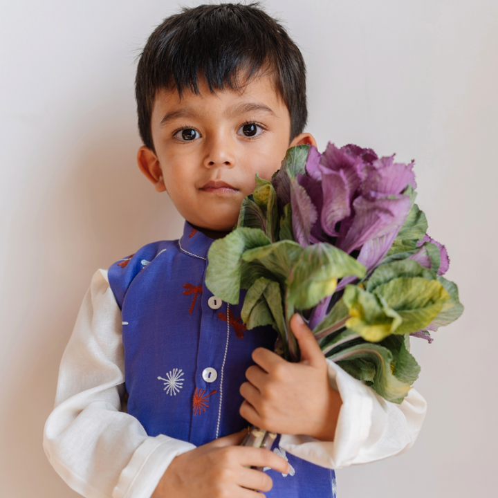 Dulaar Chanderi Kurta Pyjama &amp; Bandi Set - Dancing with Dragonflies