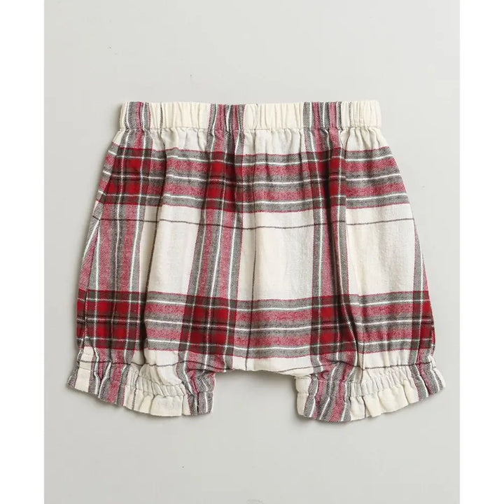 Sweetlime By AS Classic Plaid Ruffle Sleeve Top and Shorts Co-ord Set - White &amp; Red