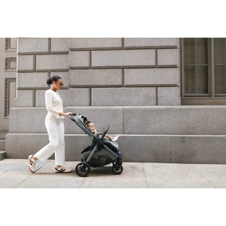 UPPAbaby Kona Stroller, Compact, Reversible Seat, Flat Recline, One Hand Fold, Includes Rain Cover &amp; Insect Net, Suitable from Birth - Evelyn/Meadow Green
