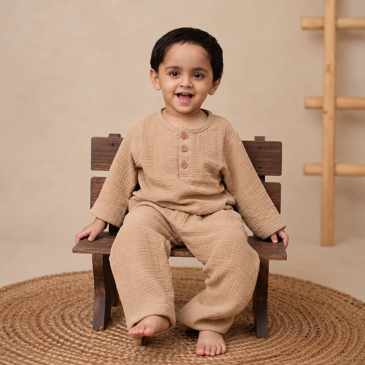 Cot &amp; Candy Baby Organic Boys Cordset - Latte