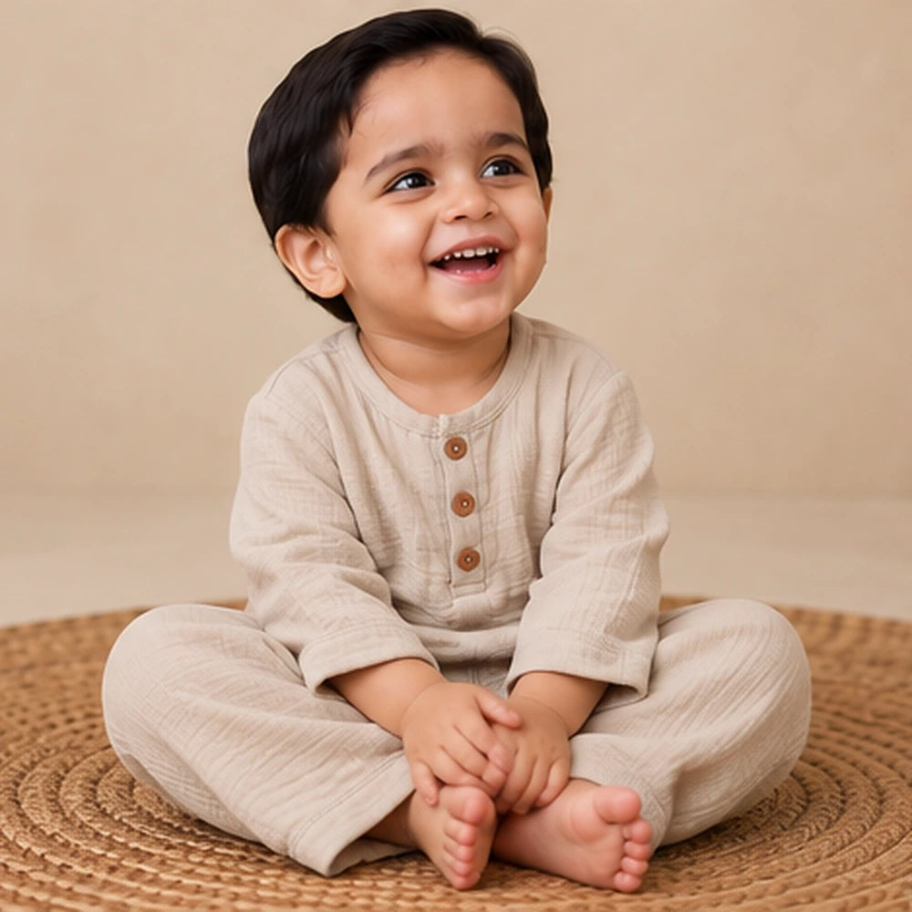 Cot &amp; Candy Baby Organic Boys Cordset - Oatmeal