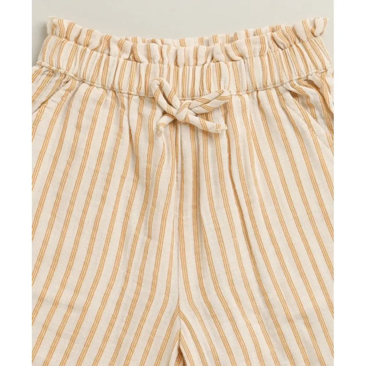 Sweetlime By AS Baby Girls Honey Stripe Organic Cotton Co-ord Set with a Hat - Beige