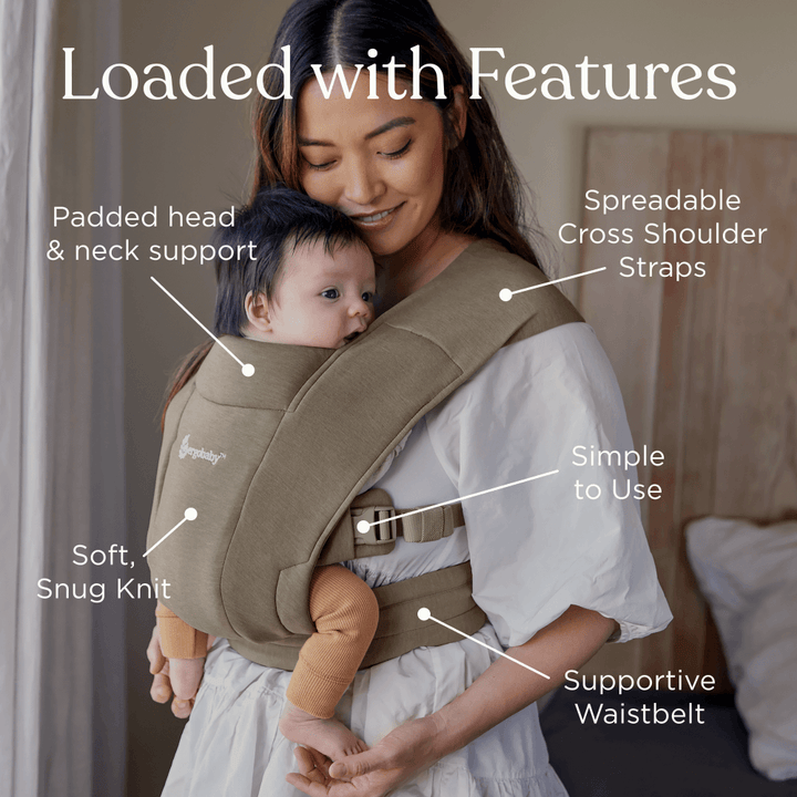 Ergobaby Embrace Newborn Baby Carrier – Soft &amp; Lightweight Fabric, Ergonomic “M” Position and Head Support, Adjustable Waistbelt &amp; Cross Straps, 2 Carry Positions, Easy to Use, 3-11 Kgs, Birth to 12 Months, Blush Pink