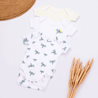 Cotton Bug Half Sleeves Romper Set of 3 - Dragonfly