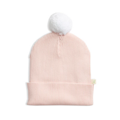 Tiny Twig Knitted Pom Pom Beanie Soft Pink