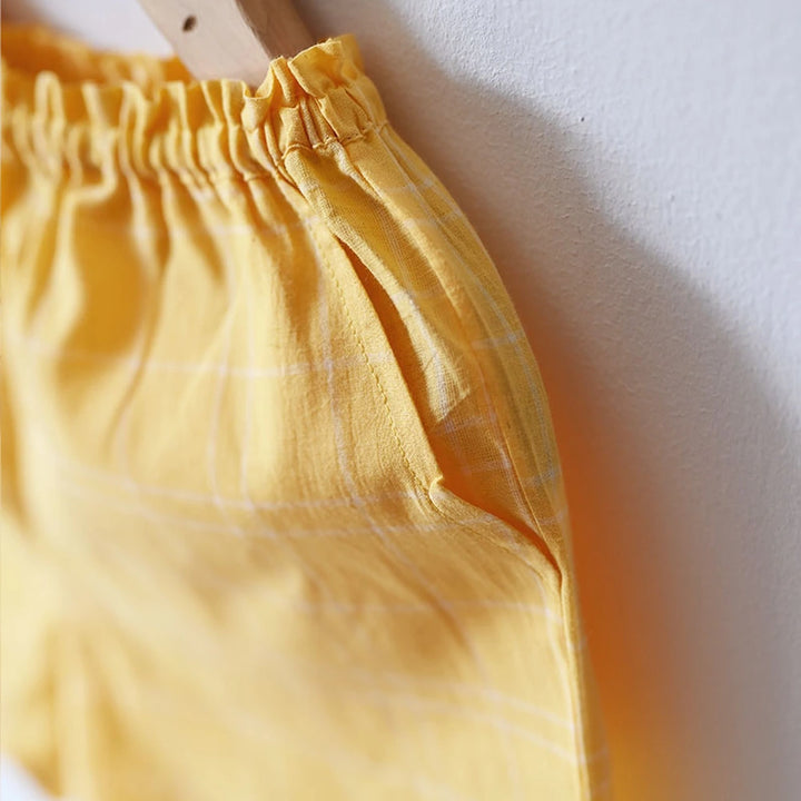 Love The World Today ‘Sleepover Party’ Kurta and Shorts Co-ord Set - Yellow Checks