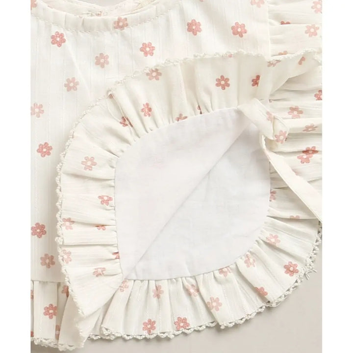 Sweetlime By As Organic Cotton Rosy Charm Bib &amp; Bonnet- White - 0-12M
