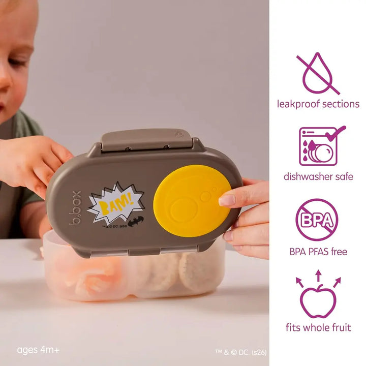B.box Batman Snackbox for Kids 1y+ Leak-Proof, 2 Compartments &amp; Easy to Carry - Multicolor