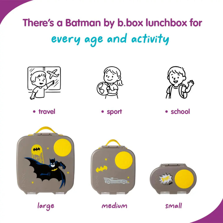 B.box Batman Snackbox for Kids 1y+ Leak-Proof, 2 Compartments &amp; Easy to Carry - Multicolor