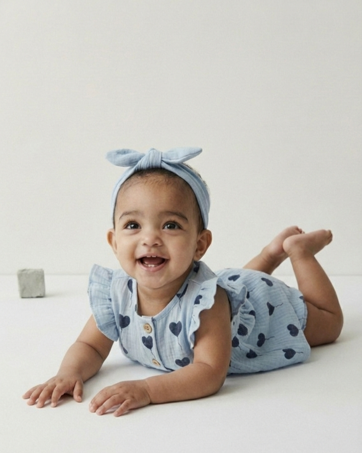 Pattuti Balloon Double Gauge Baby Girl Dress Set With Hairband | Stylish Kids Outfit | Soft Breathable Summer Wear