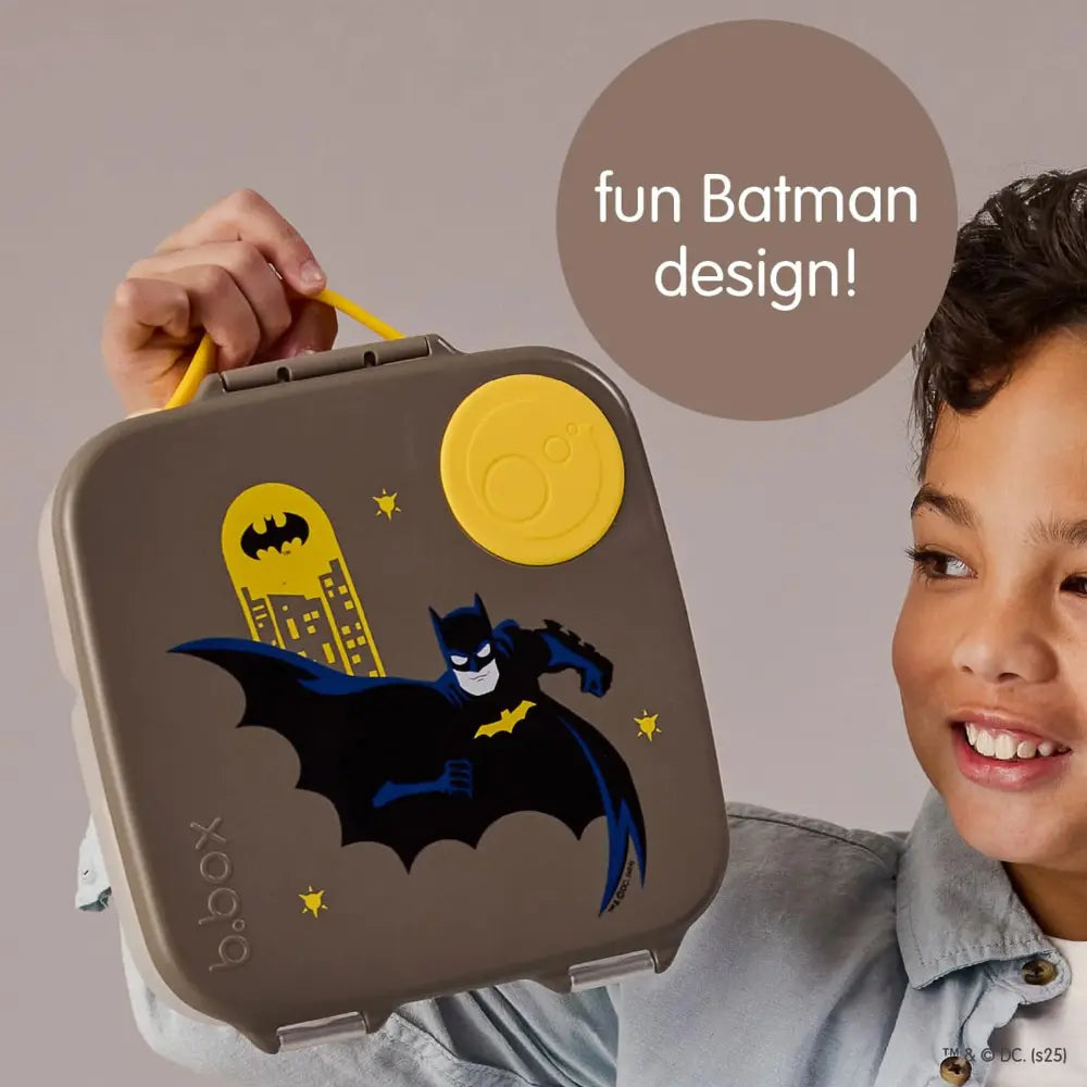 B.Box Warner Bros Batman Kids Lunchbox – 2 Litre, Leak-Proof Bento Style with Gel Cooler Pack, Adjustable Divider &amp; Whole Fruit Compartment – Multicolor