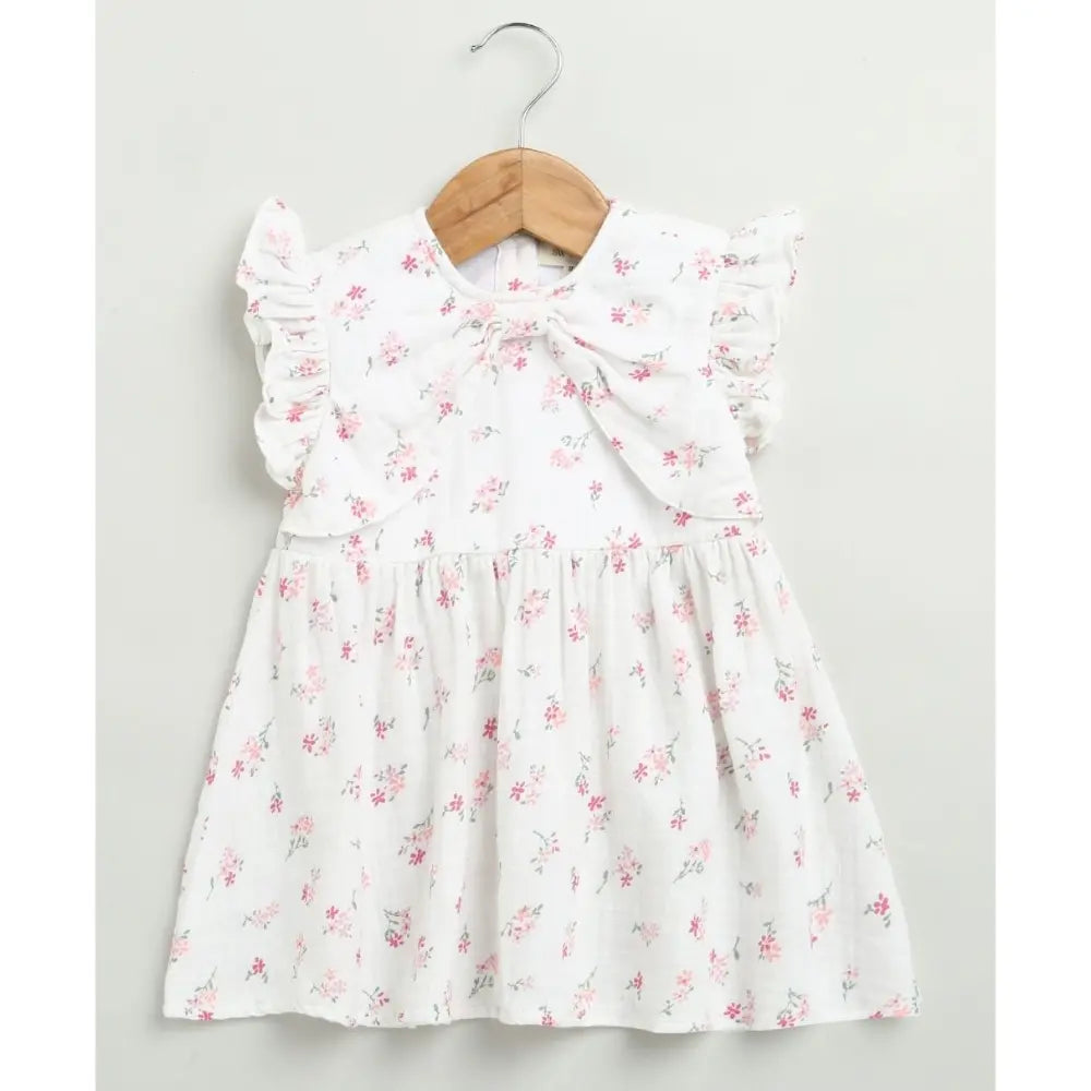 Sweetlime By AS White Ditsy Pink Floral Organic Cotton Dress &amp; Bloomer Co-ord