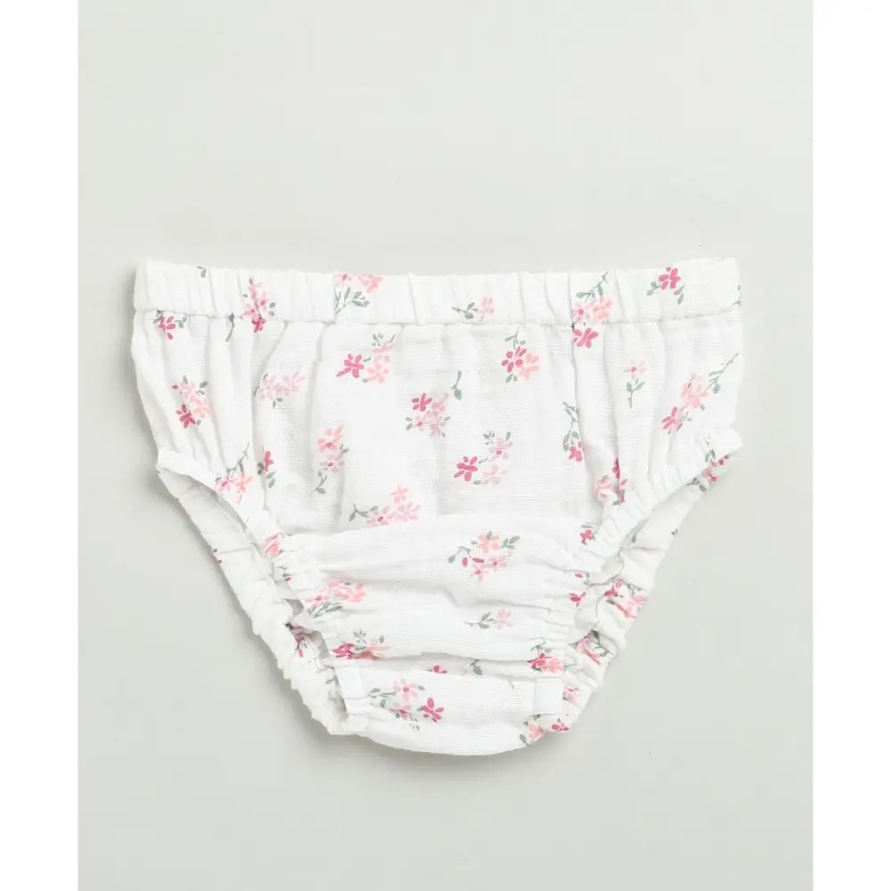 Sweetlime By AS White Ditsy Pink Floral Organic Cotton Dress &amp; Bloomer Co-ord