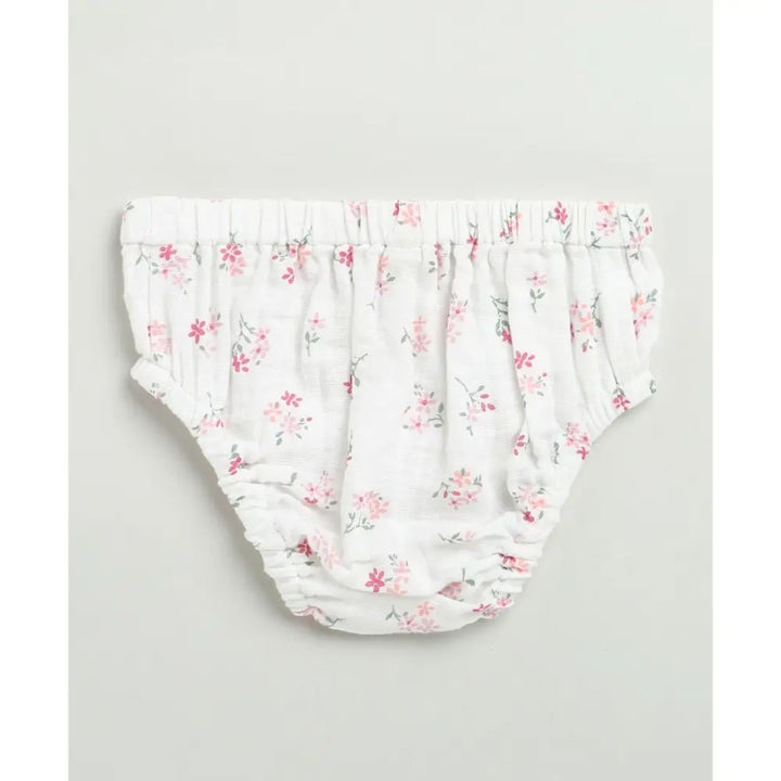 Sweetlime By AS White Ditsy Pink Floral Organic Cotton Dress &amp; Bloomer Co-ord