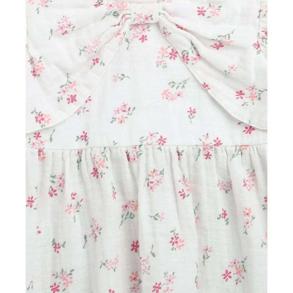 Sweetlime By AS White Ditsy Pink Floral Organic Cotton Dress &amp; Bloomer Co-ord