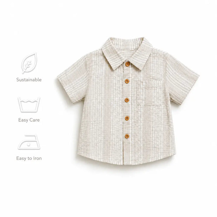 Pattuti Sustainable Seer-Sucker Set Of Co-Ord Set With Shirt + Shorts - Grey