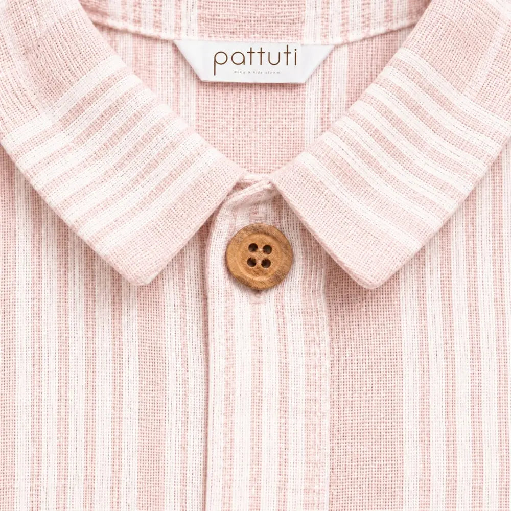 Pattuti Sustainable Seersucker Shirt &amp; Shorts Co-ord Set For Kids - Peach