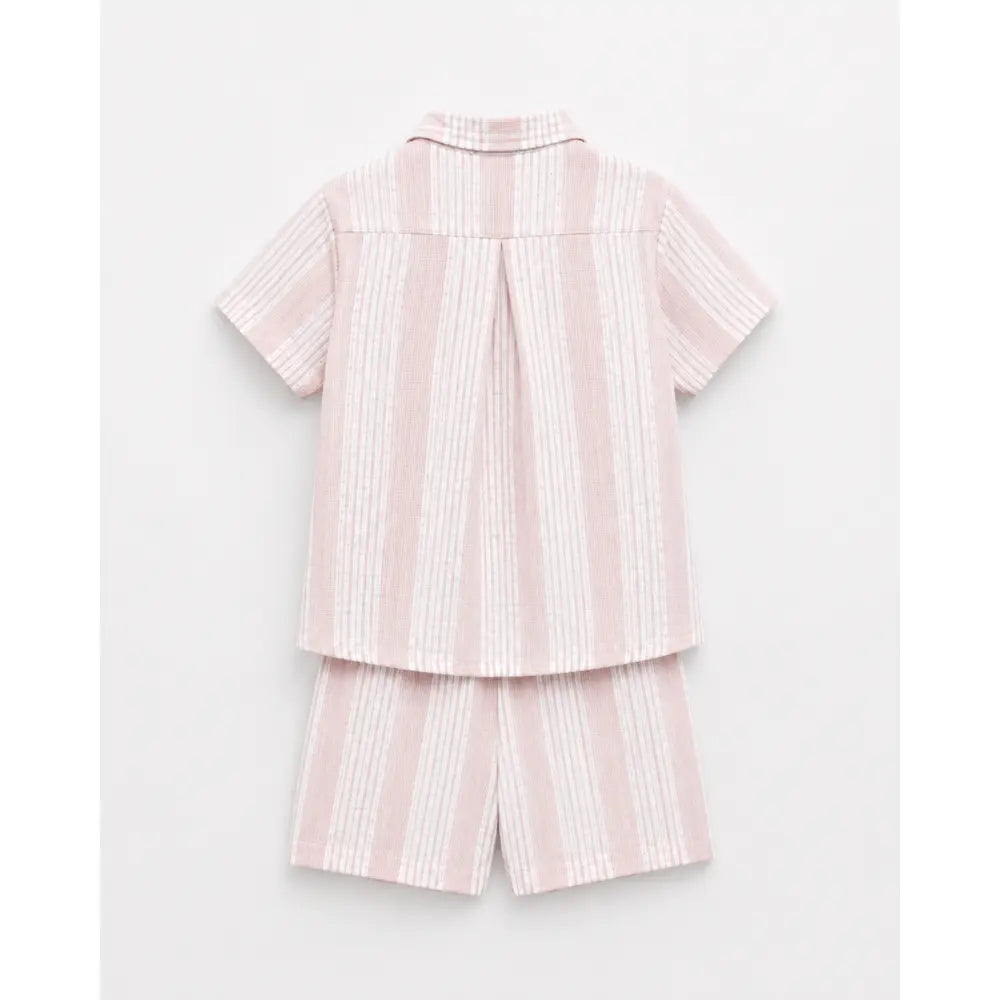 Pattuti Sustainable Seersucker Shirt &amp; Shorts Co-ord Set For Kids - Peach