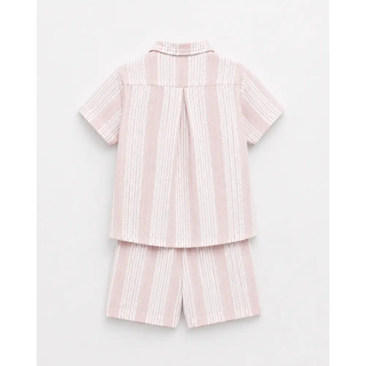 Pattuti Sustainable Seersucker Shirt &amp; Shorts Co-ord Set For Kids - Peach