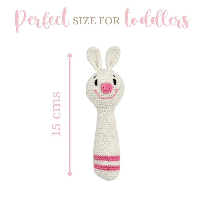 Happy Threads Cuddly Bunnies Hand Rattle-Sensory Toy for Infants &amp; Toddlers