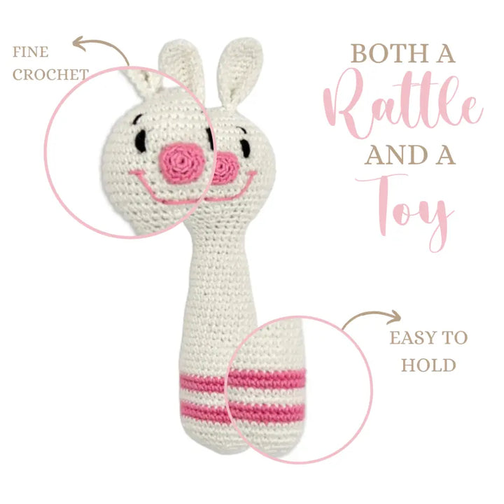 Happy Threads Cuddly Bunnies Hand Rattle-Sensory Toy for Infants &amp; Toddlers