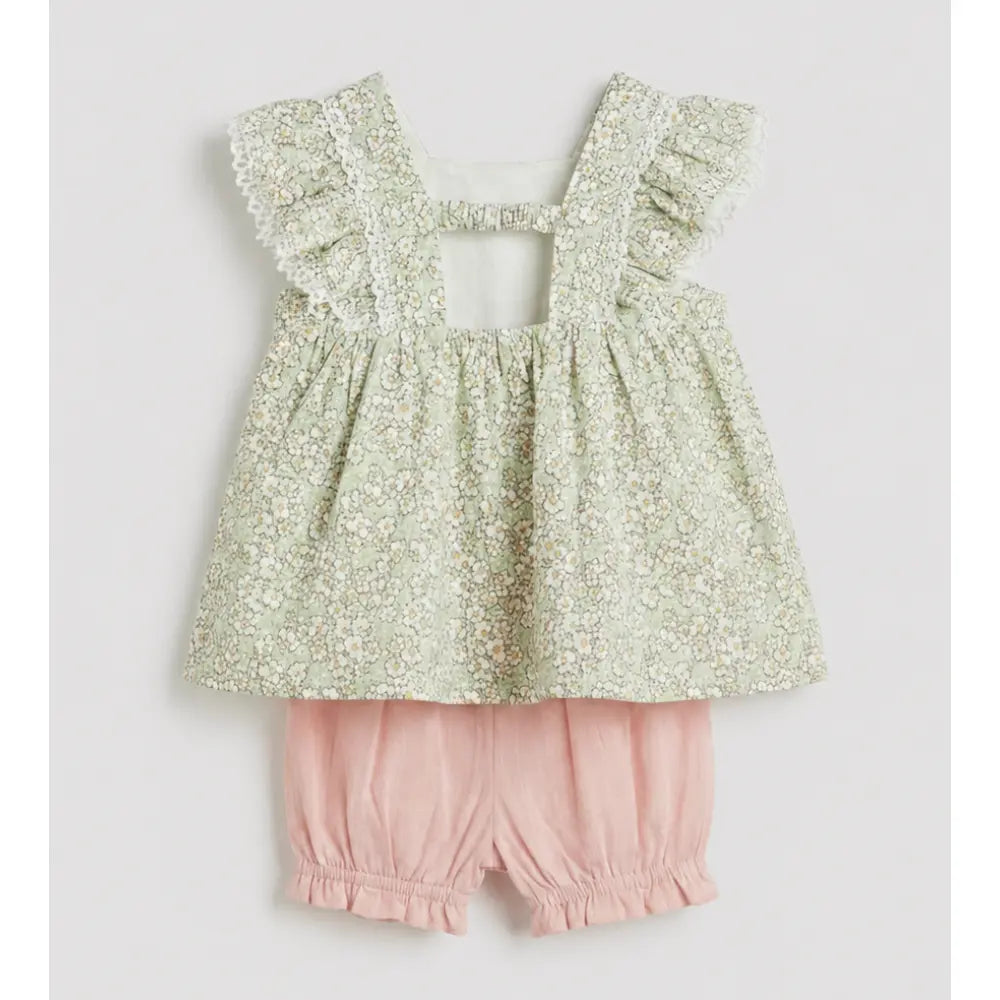 Pattuti Sustainable Cotton Floral Printed Lace Set With Bloomers - Floral
