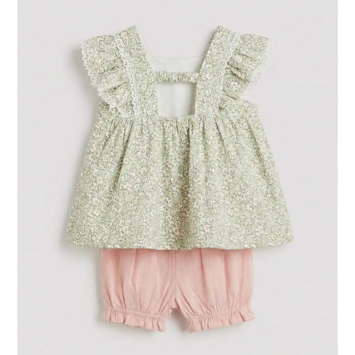 Pattuti Sustainable Cotton Floral Printed Lace Set With Bloomers - Floral