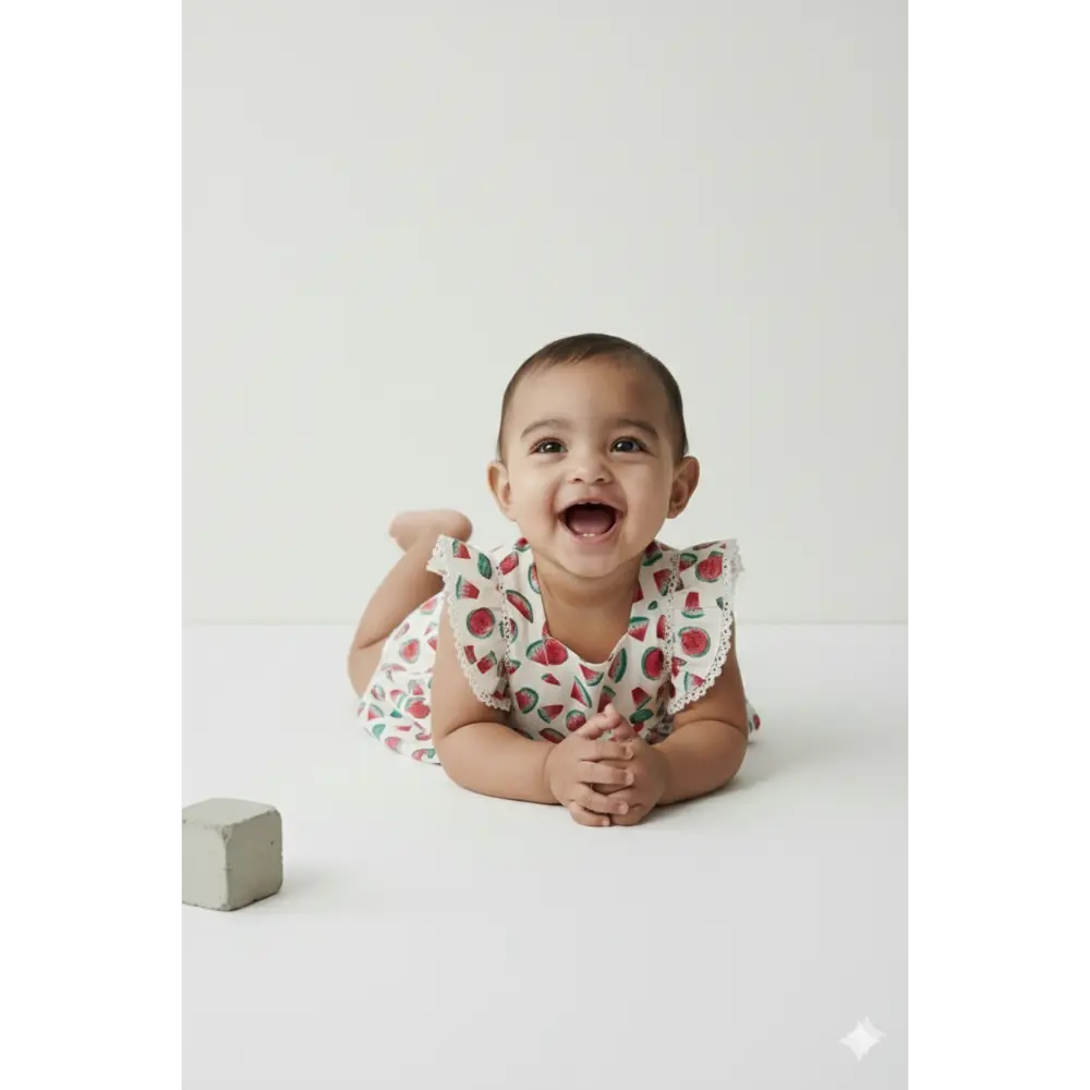 Pattuti Watermelon Print Baby Girl Outfit Set | Sustainable Kidswear Set | Cute Summer Dress For Girls | Soft Breathable Baby Clothing