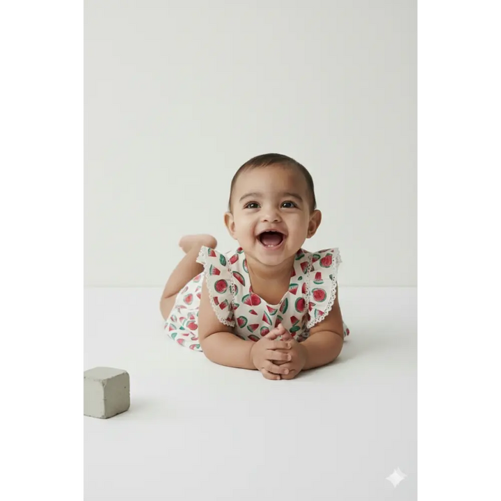 Pattuti Watermelon Print Baby Girl Outfit Set | Sustainable Kidswear Set | Cute Summer Dress For Girls | Soft Breathable Baby Clothing