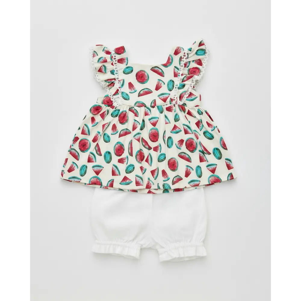 Pattuti Watermelon Print Baby Girl Outfit Set | Sustainable Kidswear Set | Cute Summer Dress For Girls | Soft Breathable Baby Clothing