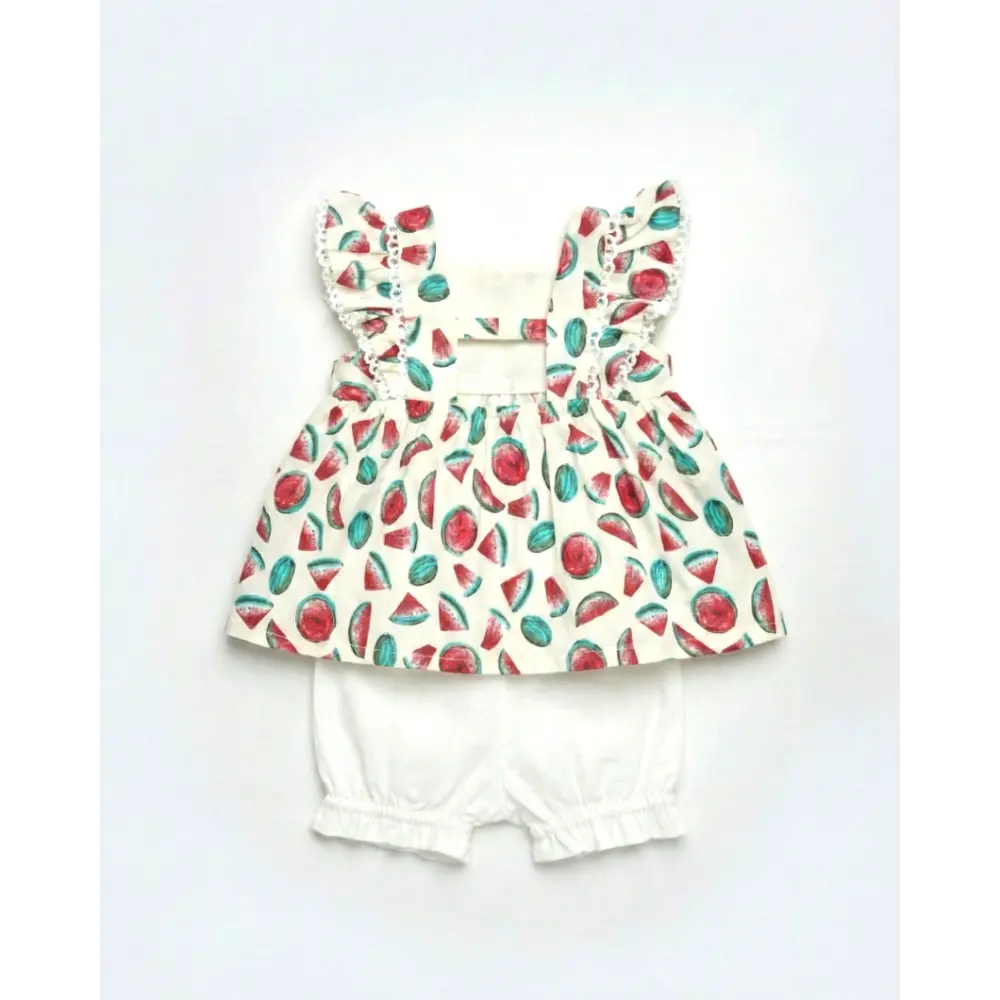 Pattuti Watermelon Print Baby Girl Outfit Set | Sustainable Kidswear Set | Cute Summer Dress For Girls | Soft Breathable Baby Clothing
