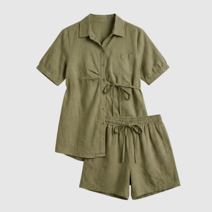 SOL MAMA Relaxed Linen Shirt - Olive Green