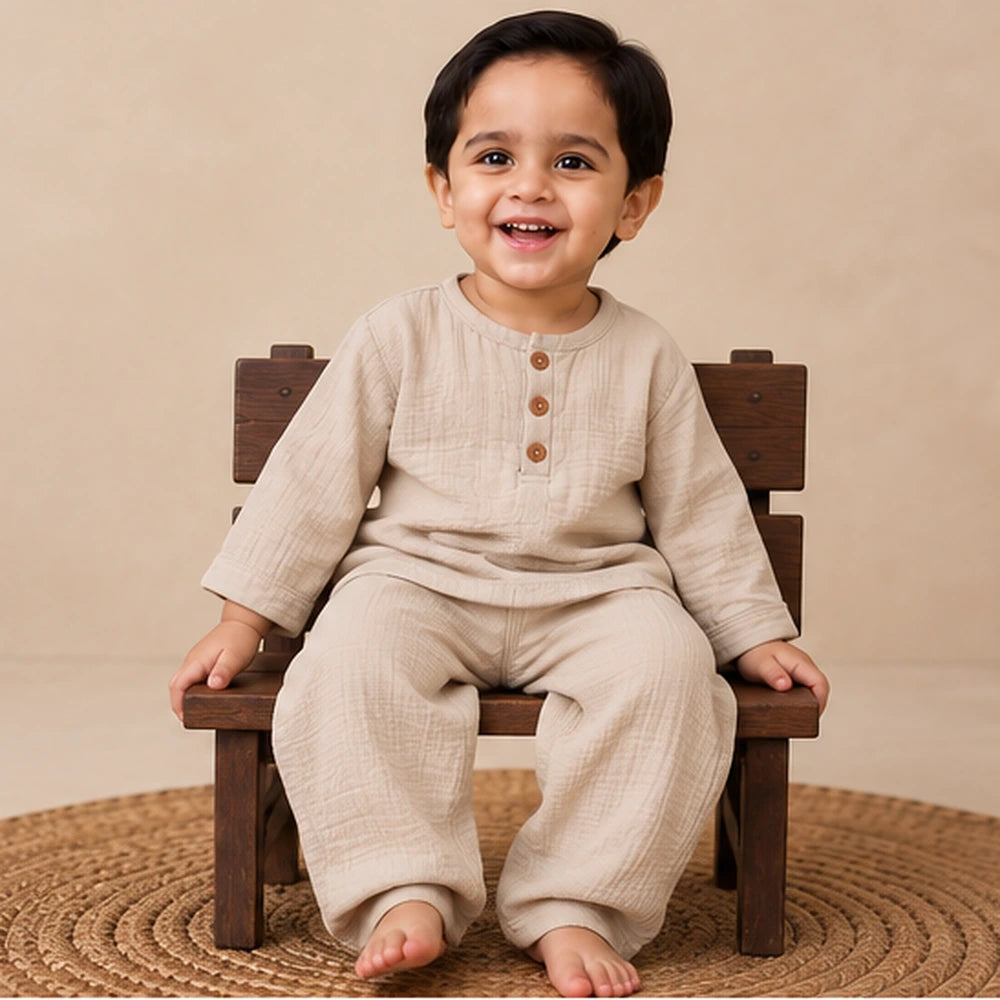 Cot &amp; Candy Baby Organic Boys Cordset - Oatmeal