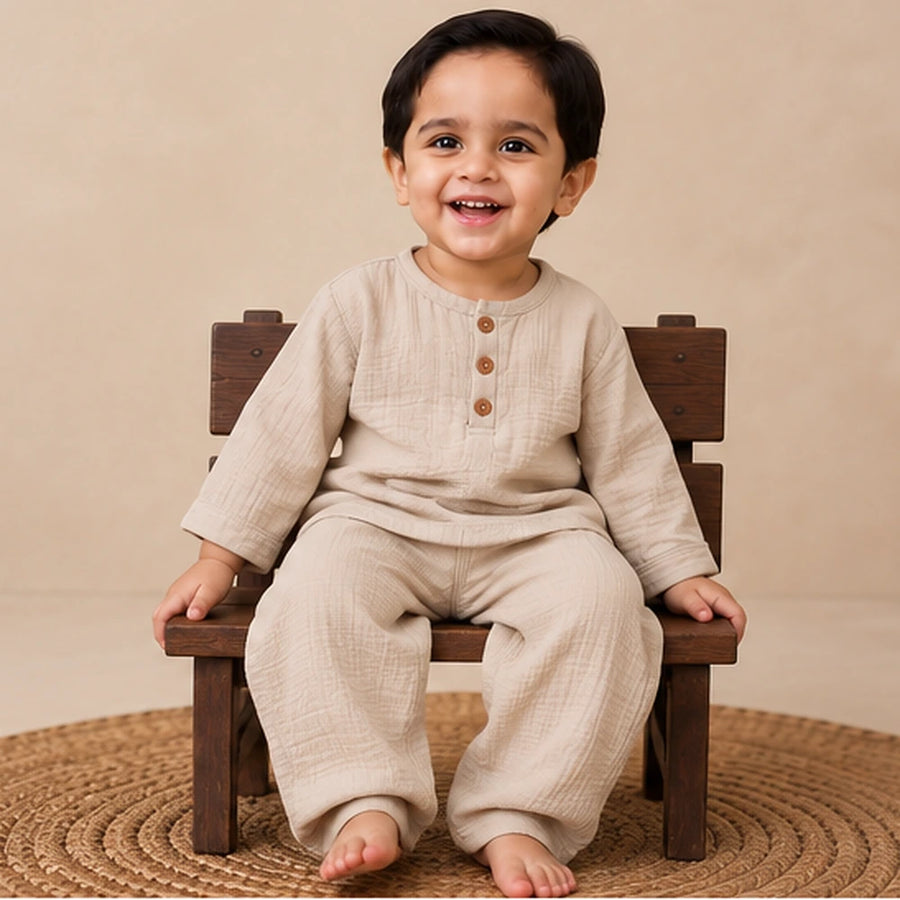 Cot & Candy Baby Organic Boys Cordset - Oatmeal