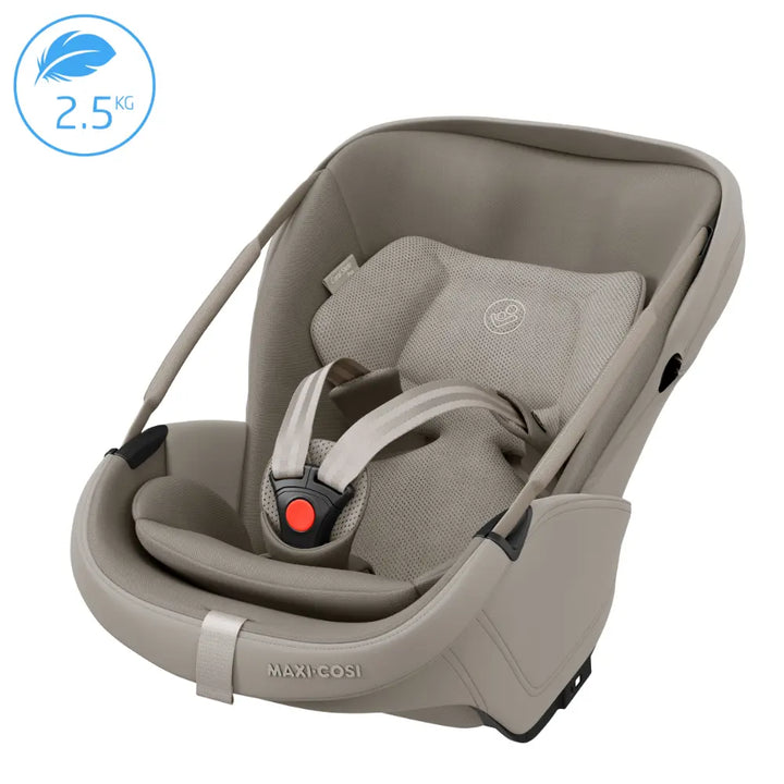 Maxi-Cosi Coral Slide Pro i-Size Newborn Car Seat, SLIDETECH®2 Sliding Car Seat Technology, Rear Facing, Carry Strap, 3 Recline Positions, Side Impact Protection, Climaflow Ventilation, Lightest Car Seat Only 2.5Kg, 0-24 Months - Sapphire Sand