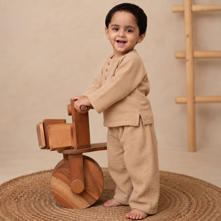 Cot &amp; Candy Baby Organic Boys Cordset - Latte