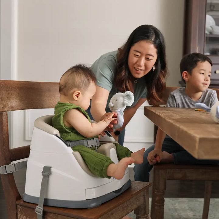 Ingenuity Baby Base 2-in-1 Booster Seat with Removable Tray &amp; Toddler Seat Conversion, Designed for Feeding &amp; Playtime, 6 - 36 months, Cashmere