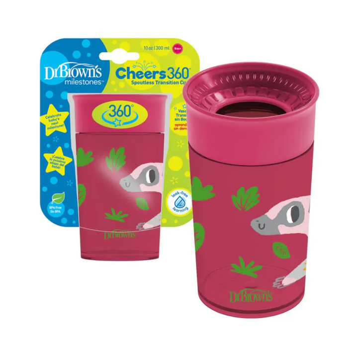 Dr. Brown’s Smooth Wall Cheers 360 Cup, 10 oz/300 mL - Red Deco