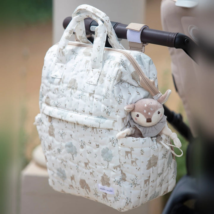 Pasito a Pasito Nara Diaper Backpack with Changing Mat, 100% Cotton, Large Capacity Water-Resistant Bag with Multi-Pocket Organizer, Insulated Bottle Pocket, Shoulder &amp; Stroller Straps